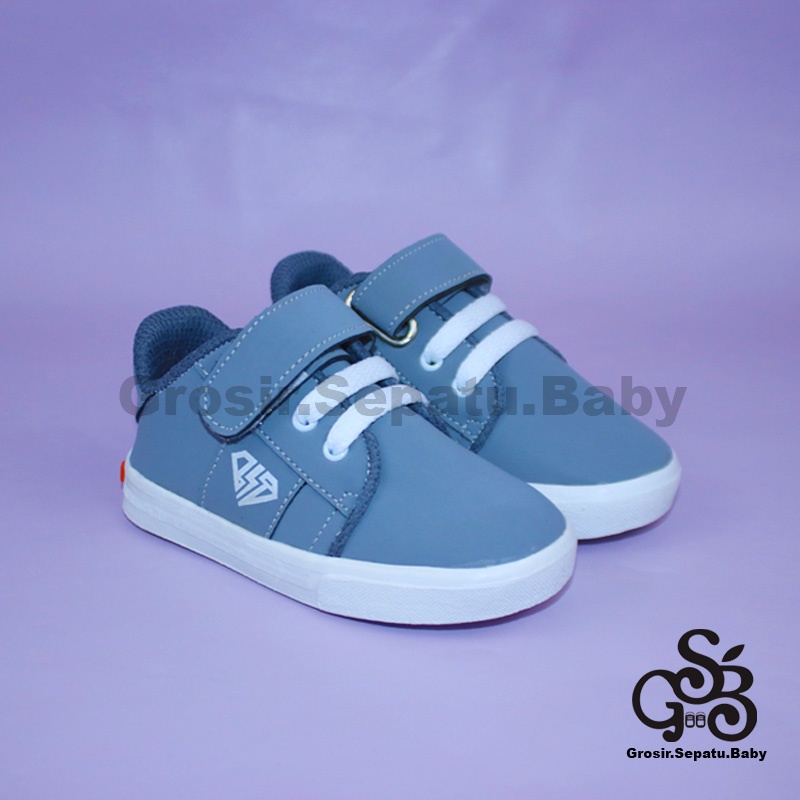 sepatu anak sneakers sepatu anak laki laki sepatu anak perempuan model casual strap kids ABU polos ringan fleksibel &amp; Anti Slip