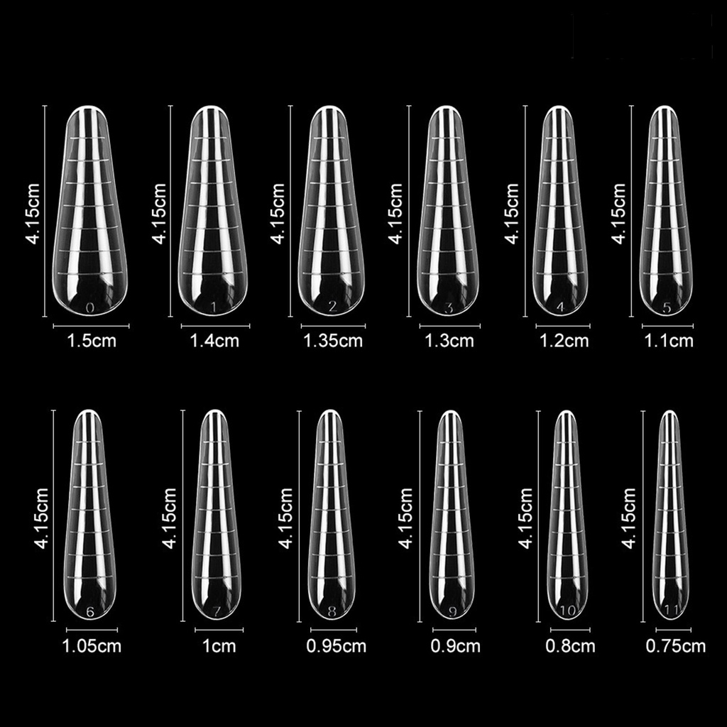 Providence 60Pcs Artificial Nail Tips Graduated Extend Nails Clear Coffin Shape Quick Building Nail Mold Tips for Manicure