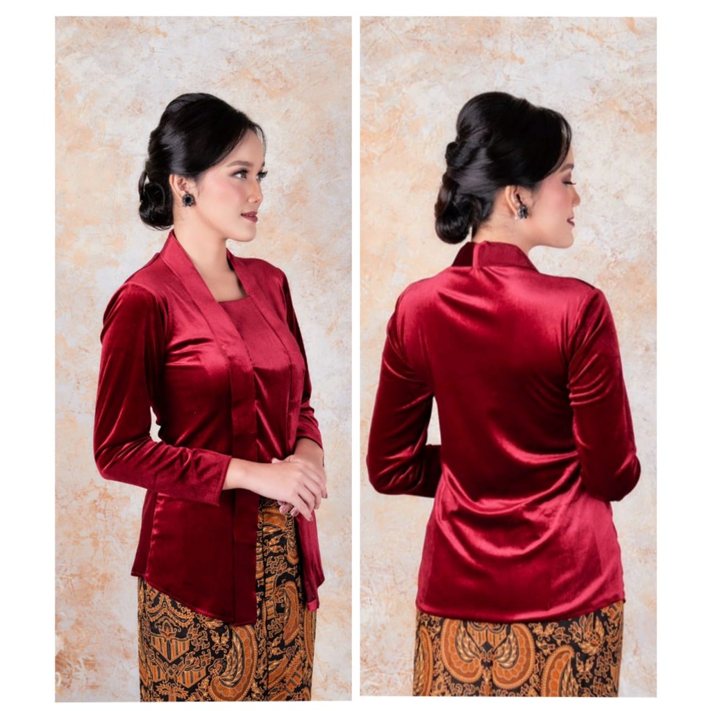 kebaya wanita KEBAYA BLUDRU POLOS KUTUBARU JUMBO ( BAHAN MELAR LD : 95 - 120 )