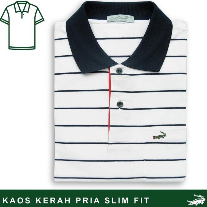 Pengiriman Cepat dan tepat Crocodile MILE - Baju Kaos Kerah Pria Men Polo Original Slim fit - White,