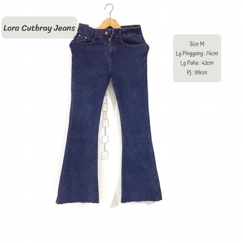 Celana Jeans Cutbray Miss Lora Deep Denim