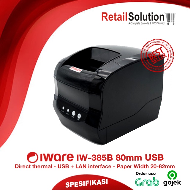 Printer Label Thermal 80mm USB LAN - Iware IW-385B / IW385 / IW 385