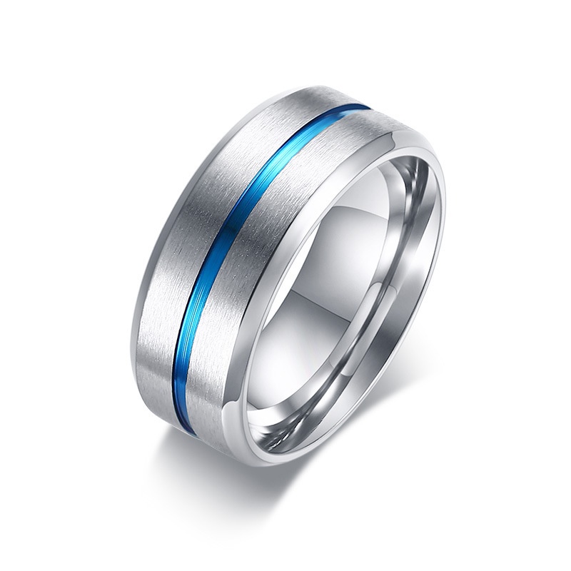 Cincin Bahan Titanium Steel Warna Biru Untuk Pria