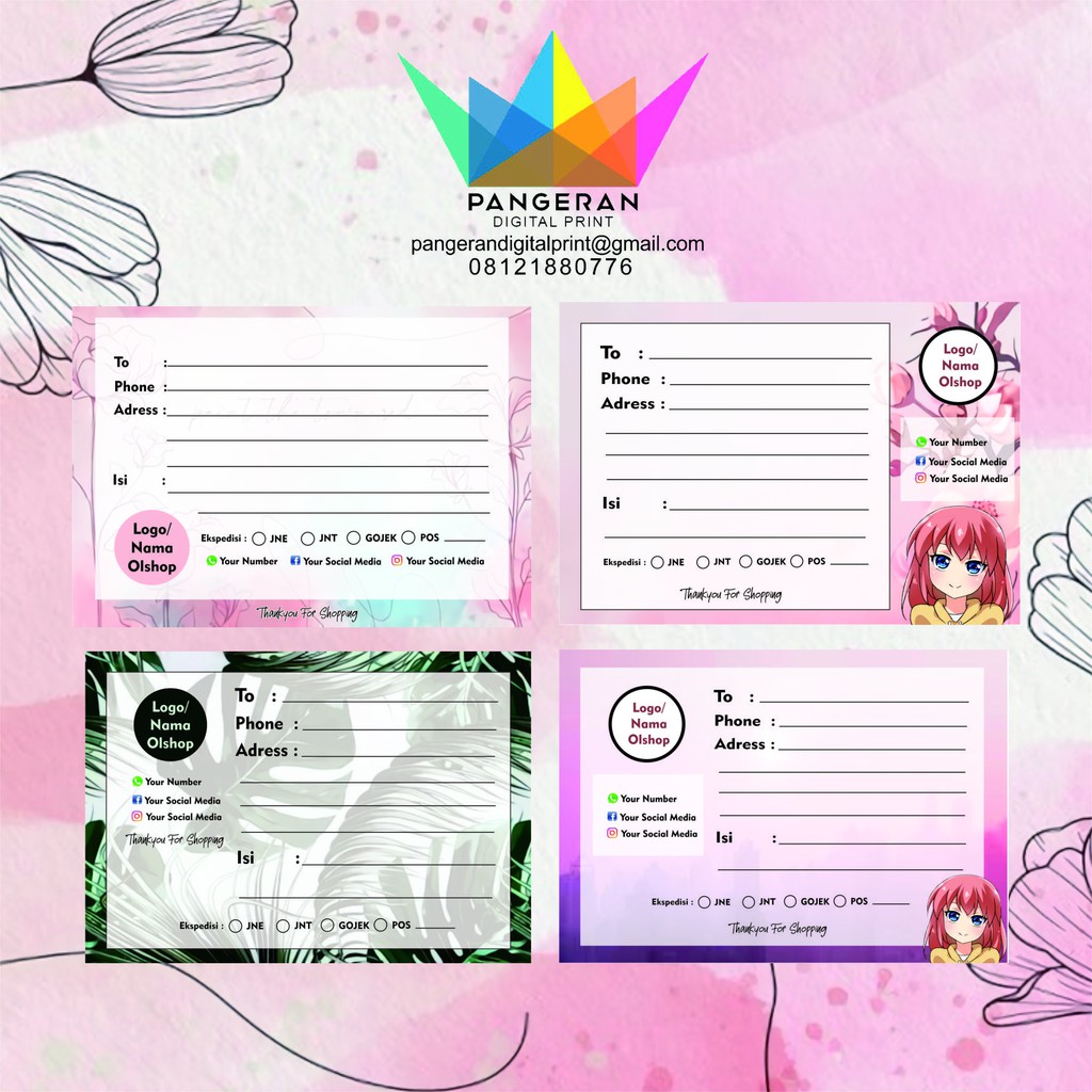 

SKB- STICKER KIRIM BARANG STIKER PENGIRIMANRIMAN BARANG TOKO OLSHOP PER A3 MIN 2 LEMBAR