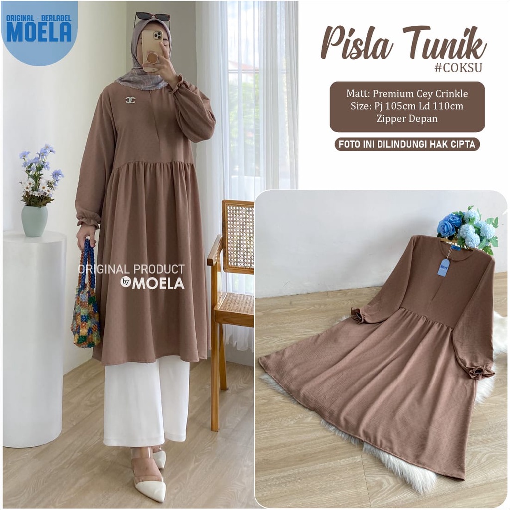 PISLA (Ready CHOCO) TUNIK LONG TUNIK MOELA LONG TUNIK POLOS / LD 110