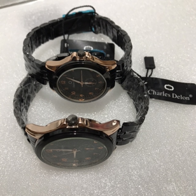 JAM TANGAN COUPLE,,,,CHARLES DELON ROSEGOLD ORIGINAL