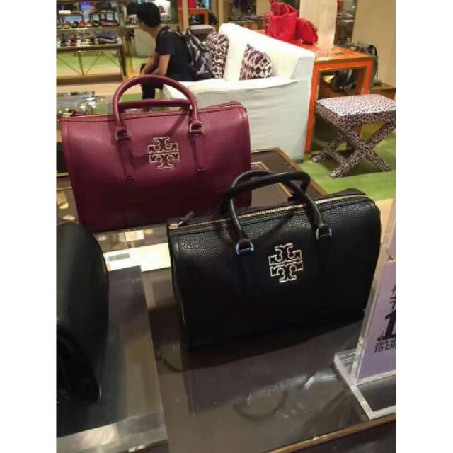 tory burch britten satchel Imported Cowhide, Pillow Boston Bag