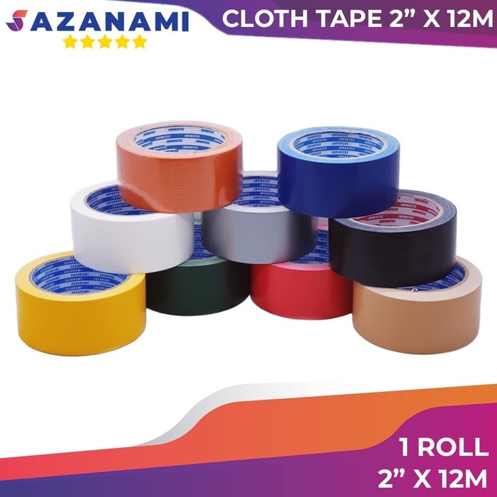 

perekat-pengikat- lakban kain hitam 2" inch x 12m sazanami cloth tape 48mm warna lantai - putih