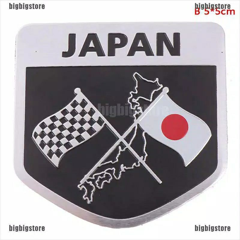 stiker 3D aluminium emblem logo lambang negara bendera jepang italia Inggris dekor mobil motor vespa