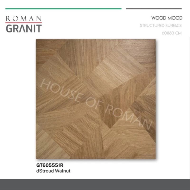 Roman Granit dStroud oak 60x60 / dStroud walnut 60x60 / granit kayu / granit motif kayu / keramik motif kayu / lantai kayu / keramik murah / lantai murah / granit murah / granit lantai / lantai estetik / lantai aestetik