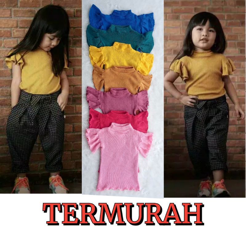 Atasan ilona Ruffle Tee Baju Anak Perempuan 2 3 4 Tahun Baju rajut anak