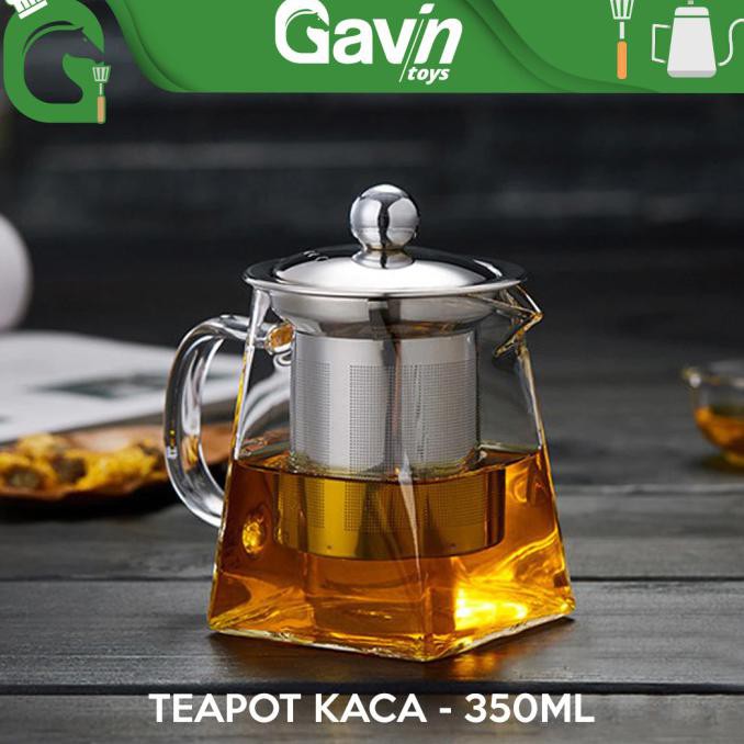 Tea Infuser Teapot 350Ml Teko Teh Saringan 350 Ml Tea Server Kaca _