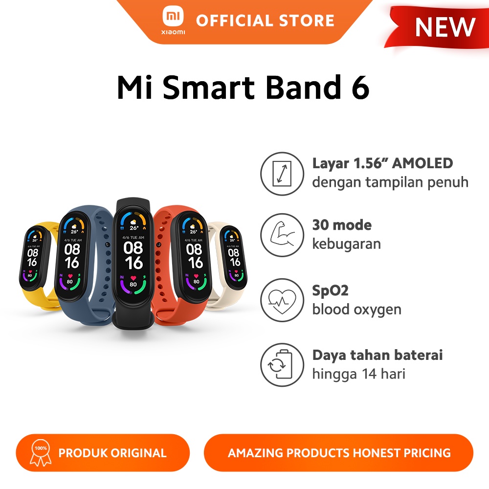 Mi Band 6 Smartband Original Water Resistance Garansi Resmi TAM