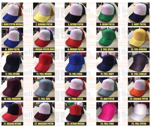 Topi Pria Topi Trucker Jaring Polos Topi Trucker Polos