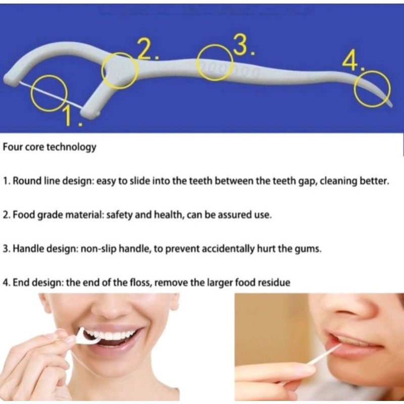 benang tusuk gigi pembersih sela gigi steril 1 Box isi 50 LBX Macromolecul carea Dental floss