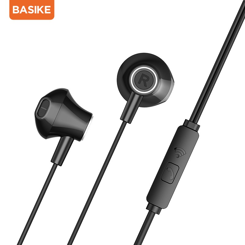 Headset Gaming BASIKE Earphone with Mic handsfree 4D Powerful Bass HiFi Anti-noise in-ear Kompatibel untuk  13 12 11 13 10 8 7 6 X XR mini pro max 3.5MM JACK OPPO XIAOMI VIVO SAMSUMG