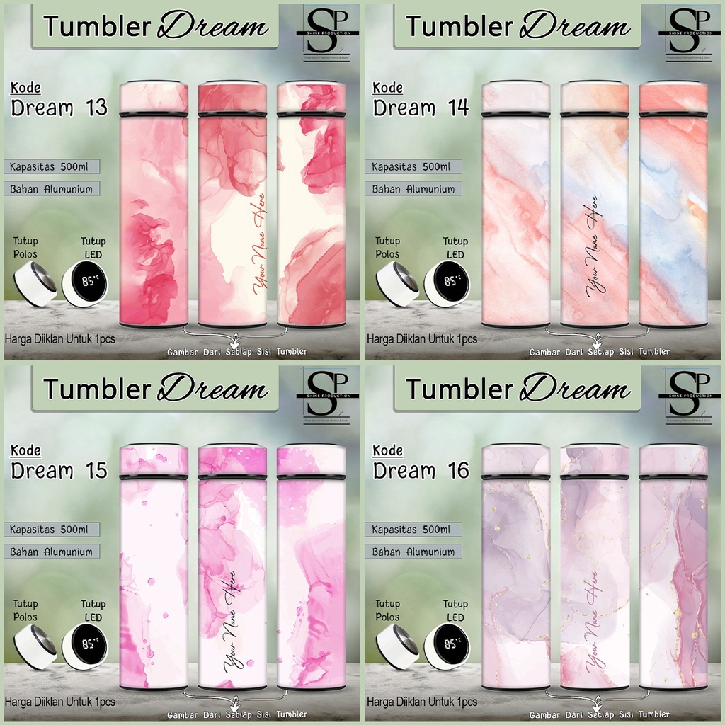 Tumbler Botol Minum Motif Marble Cloud 500 Ml