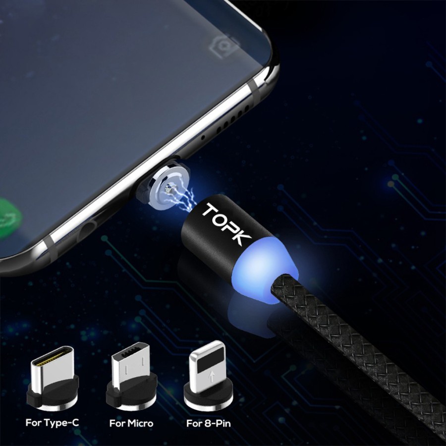 TOPK 1m Kabel Data / Charger IOS cable Magnetik