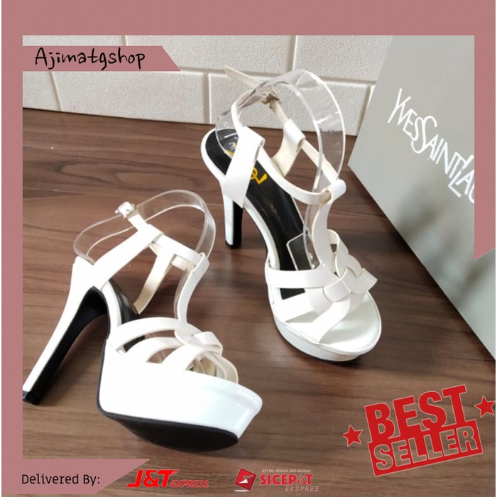 HIGH HEELS Y$L 12CM GLOSSY - HEELS WANITA ELEGAN - HEELS WANITA HITAM 7CM - HEELS WANITA TALI - HEEL
