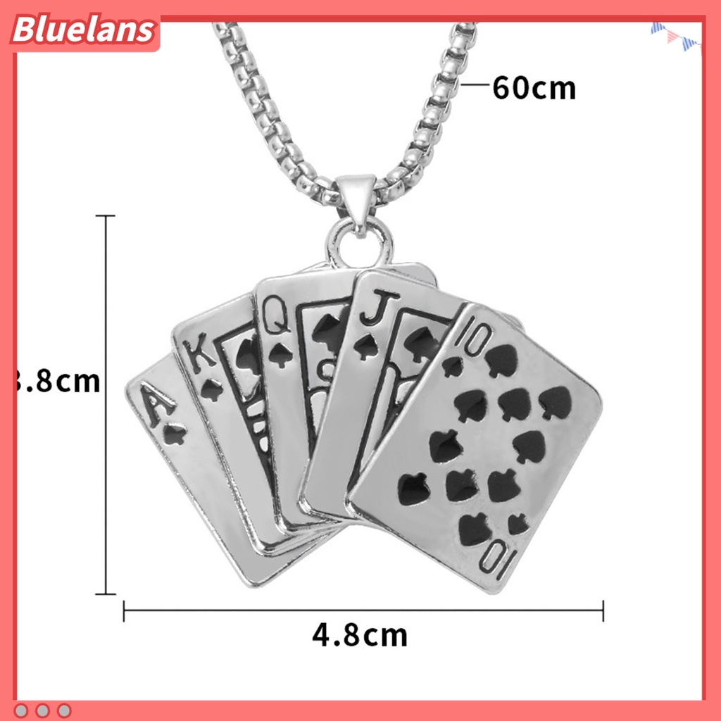 Kalung Panjang Liontin Poker Bahan Alloy Gaya Hip Hop Untuk Unisex