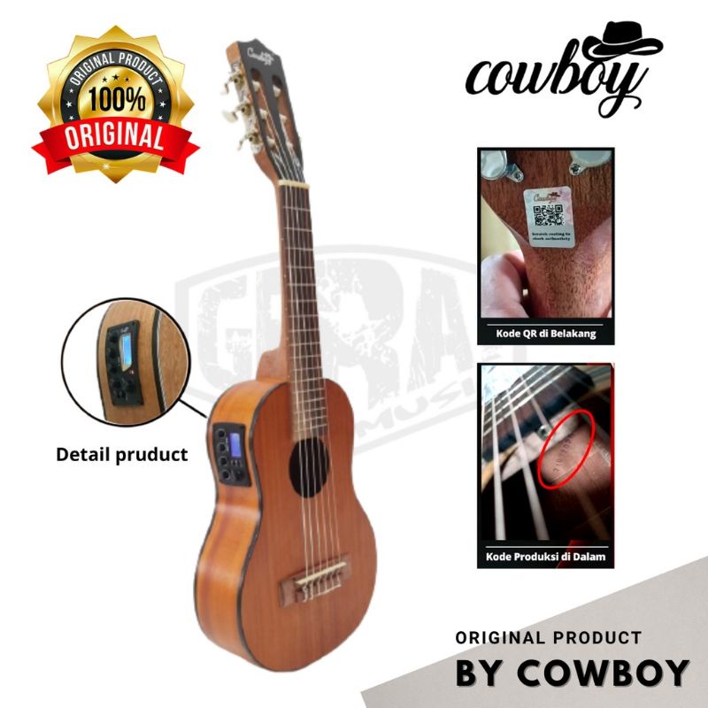 Cowboy - Guitalele Akustik Elektrik GK-6 NS ( Preamp AW-1 ) Brown Original