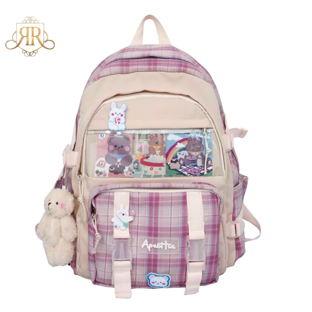 Tas Anak Sekolah Ransel Backpack Cowok Cewek Simple TK SD dan SMP Laki Laki Kanvas Tas Gendong Skolah Back Pack Perempuan Korean Kawai1 Kartun Import Murah Kekinian Terbaru