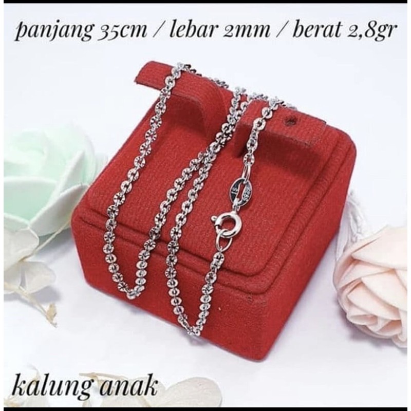 Kalung anak rantai nori ukir perak 925 lapis emas putih kalung anak perak 925