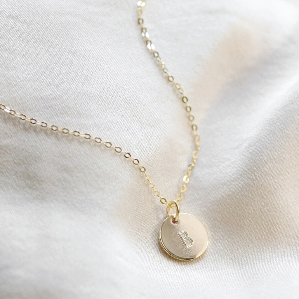 Kalung Nama Inisial/ Gambar Plat Grafir Gold/ Silver Ready