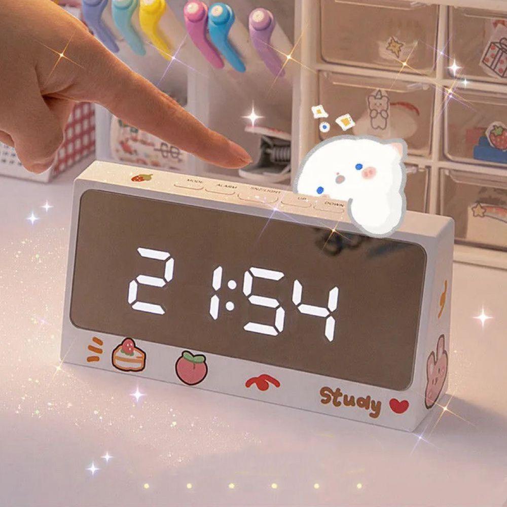 [Elegan] Jam Digital LED Cewek Jantung Meja Untuk Anak Dekorasi Rumah Mirror Clock