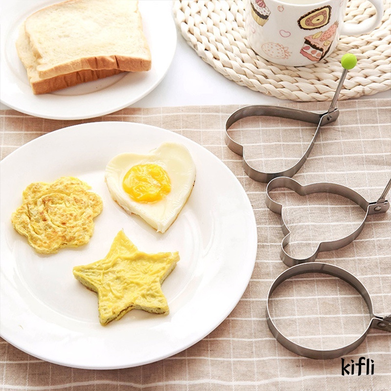 Cetakan Telur Goreng,Puding Kue Pancake / Alat Masak Dapur,Bentuk Hati Bintang Bunga Bulat