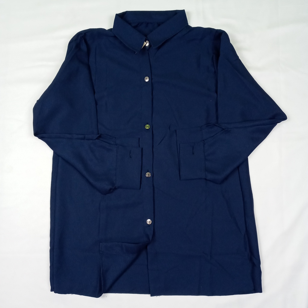 Atasan Blouse Kemeja Wanita Polos Basic Casual Varian Warna Lengan Panjang Bahan Moscrepe-5