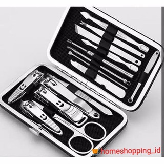 gunting kuku set manicure pedicure pouch 15 in 1