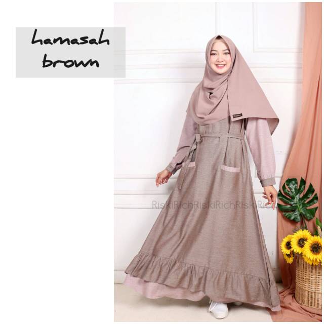 Gamis trendy katun 3G Hamasah dress katun triji