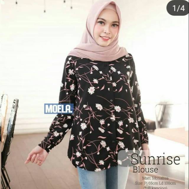 Baju Hitam Motif Bunga Cocok Dengan Jilbab Warna Apa