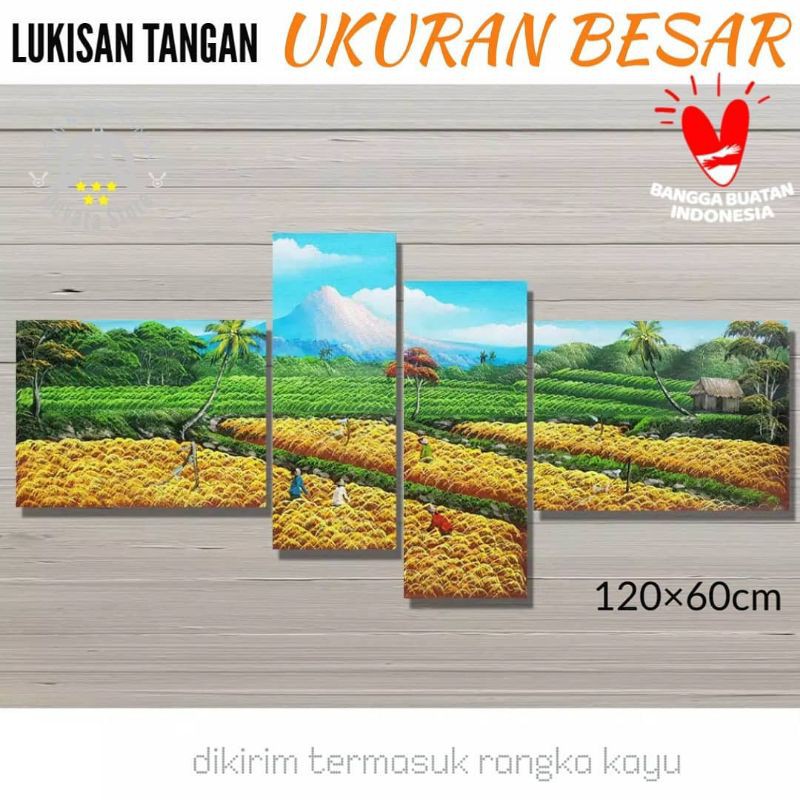 LUKISAN DINDING UKURAN BESAR PEMANDANGAN SAWAH HIASAN DEKORASI RUMAH