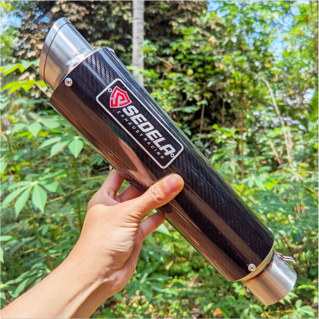 KNALPOT RACING ORIGINAL SEDELA EXHAUST MAX 1 LONG SILINCER ONLY STAINLESS KARBON