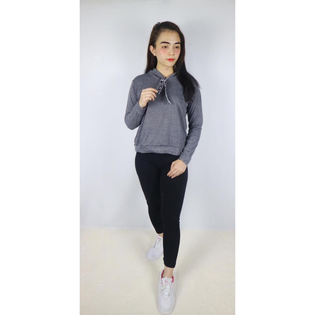 RX FASHION - HOODIE LETTER / SWEATER TALI TULIS | SWEATER SELLA - 1R-dark grey/ abu tua