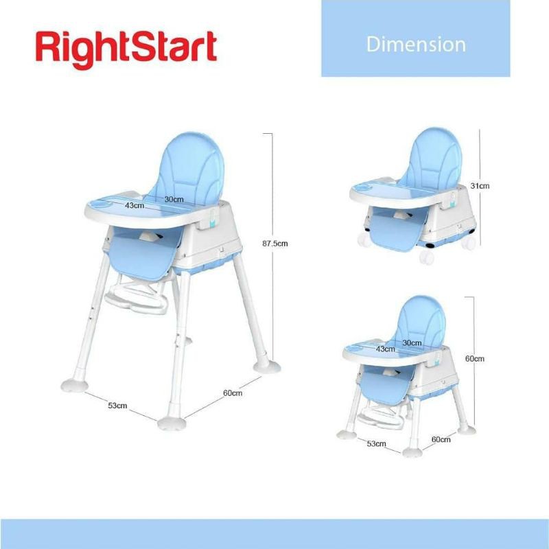 Kursi Makan Anak Bayi Right Start 4 in 1 High Chair Baby Booster HC 2372 / Deluxe 2375 / Lets Go 2379 / Candy Series 2380 / Trike 2385 / Lets Travel 2386