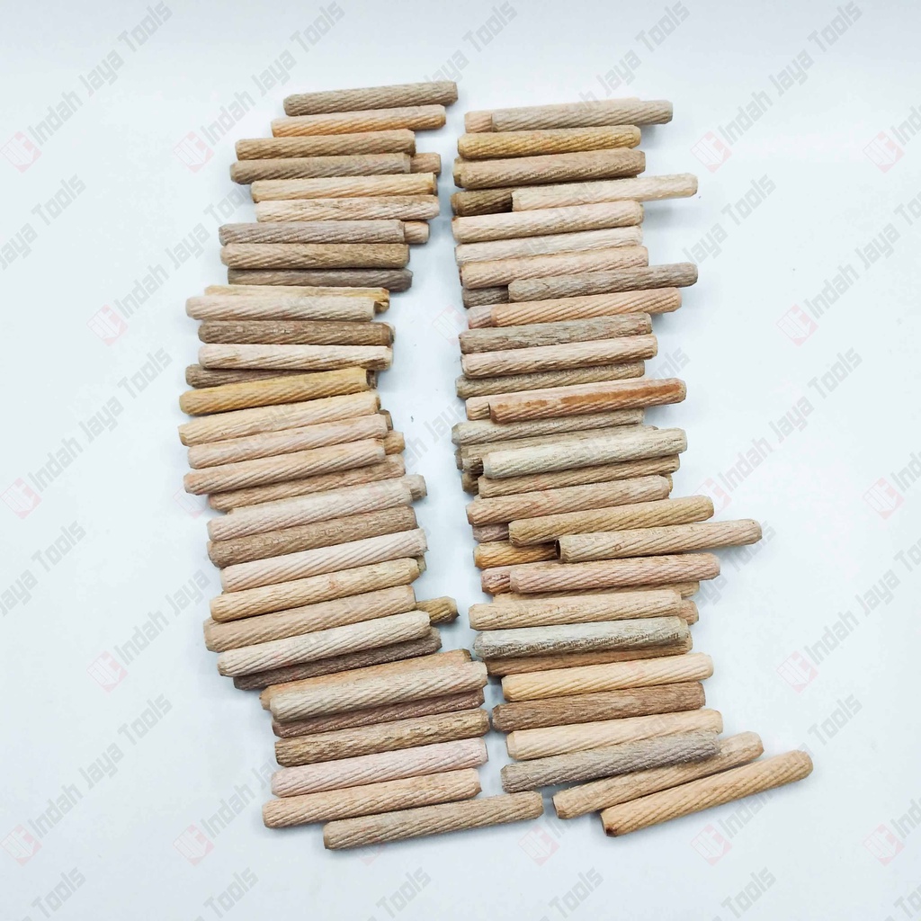 DOWEL Kayu Ulir 10 x 80 MM 100 Pcs Pen Sambungan Stik Kayu Bulat