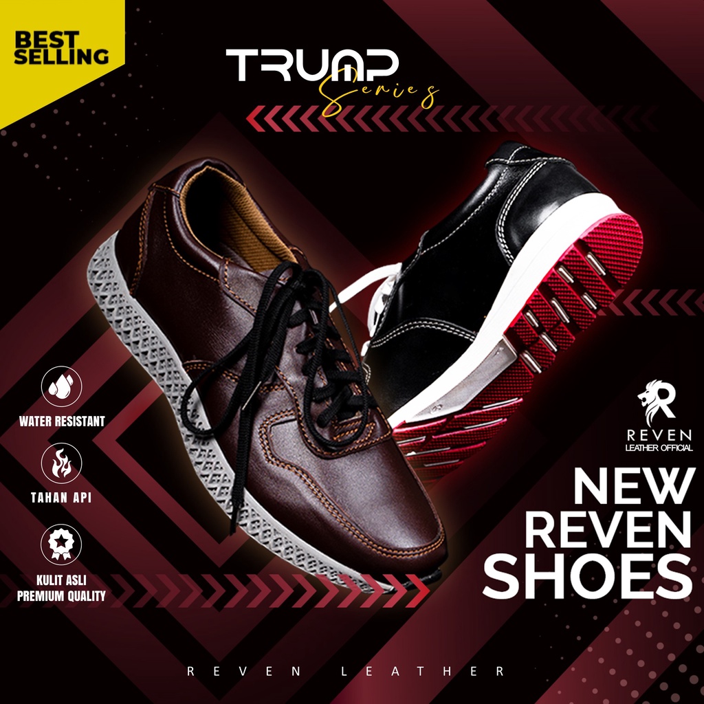 Sepatu Sneakers Pria Sneaker 100% Kulit Sapi Asli Original Fashion Branded Pria Cowok Keren Ori 2021 trump