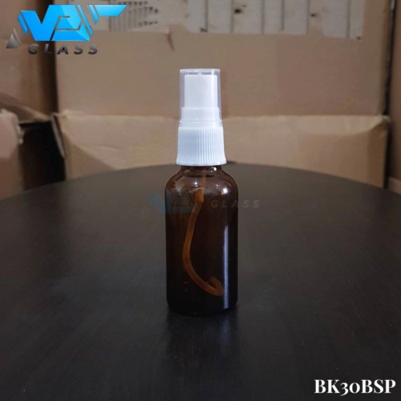 botol spray 30ml kaca coklat / amber / botol kaca 30ml tutup spray