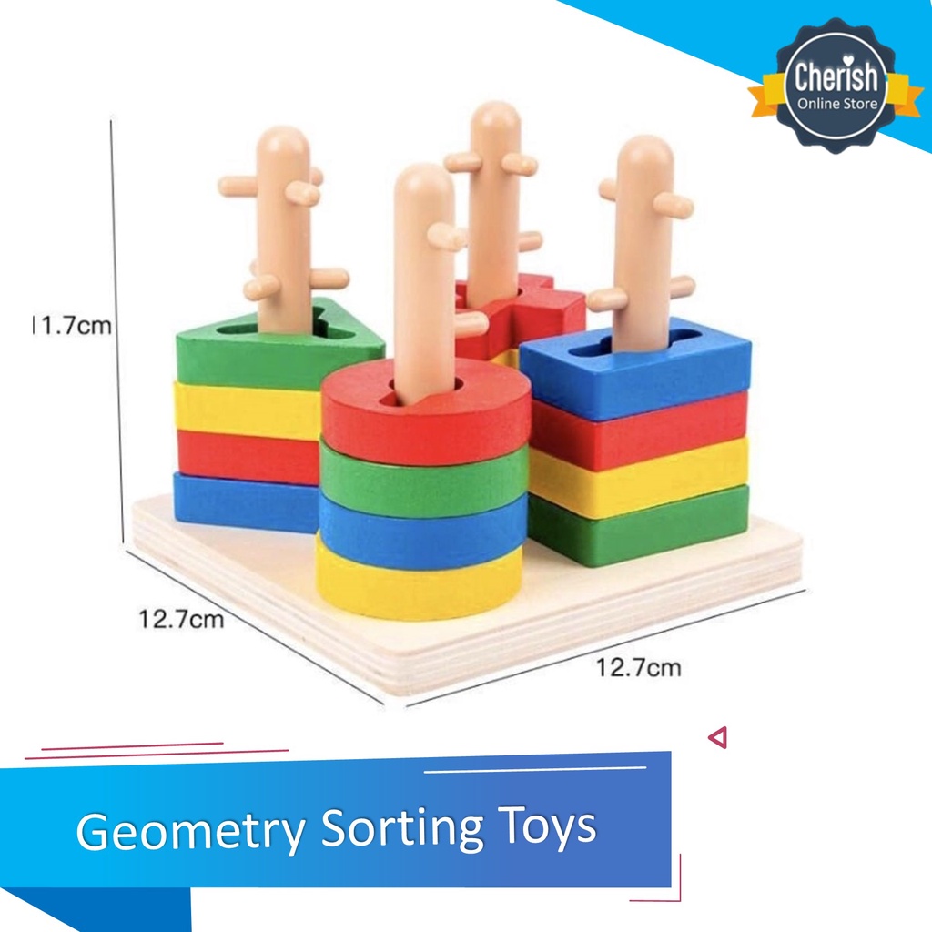 Mainan Kayu GEOMETRY SORTING TOYS - Puzzle Edukasi