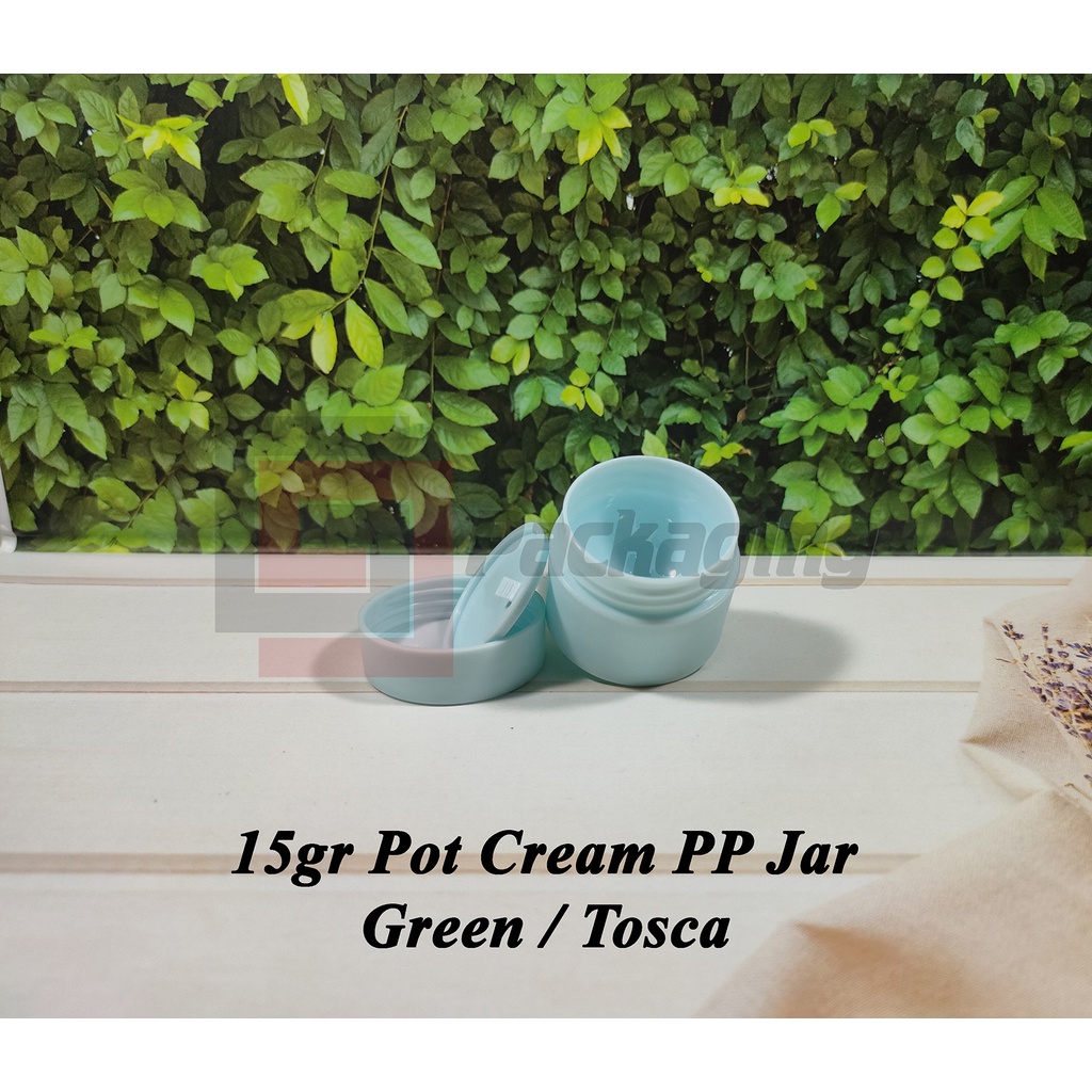 12.5gr pot cream pp flat jar impor Hijau Tosca 12.5 gr