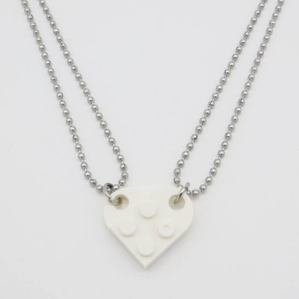 Cod READY STOCK Korean DIY Handmade Lovers Couple Detachable Heart Shaped Building Block Pendants Necklace Gifts