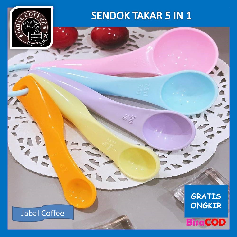 Sendok Takaran Bumbu Dapur / Sendok Takar Set 5 in 1 / Sendok Pastel Ukuran Kue / Sendok Set
