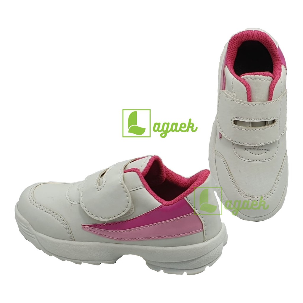 Sepatu Anak Perempuan Usia 3 4 5 Tahun PUTIH FANTA Sporty Size 26 - 30 - Sepatu Anak Cewek Putih Alas Karet Anti LIcin