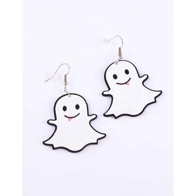 LRC Anting Gantung Fashion White Cartoon Ghost Shape Design Earrings