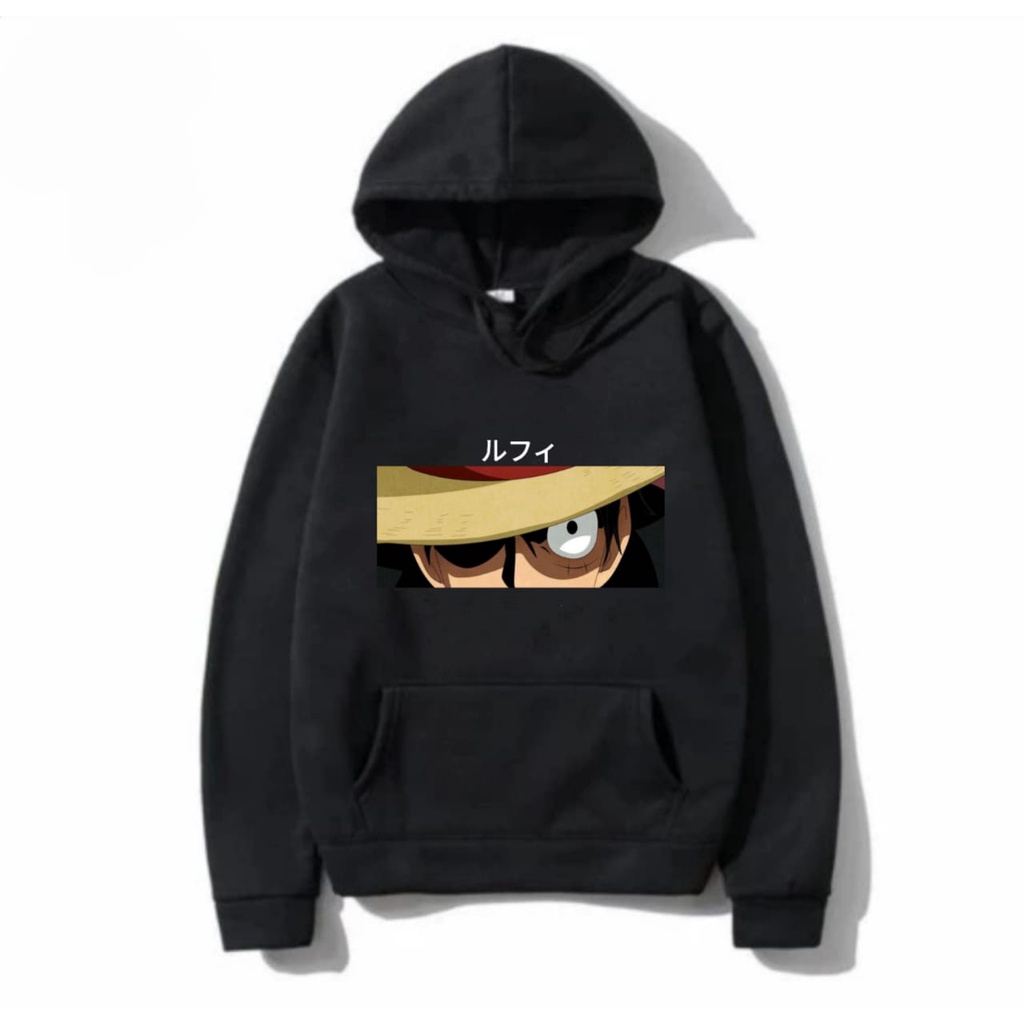 hoodie anime one piece luffy eyes bahan fleece ready M L XL XXL