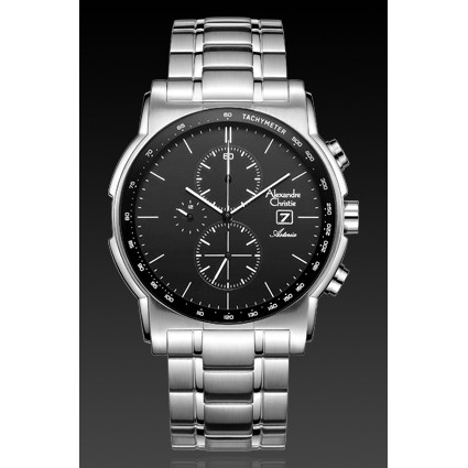 Alexandre Christie Ac6470 Silver Black,Jam Tangan Pria, Original