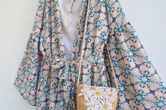 Blue santorini boho kimono